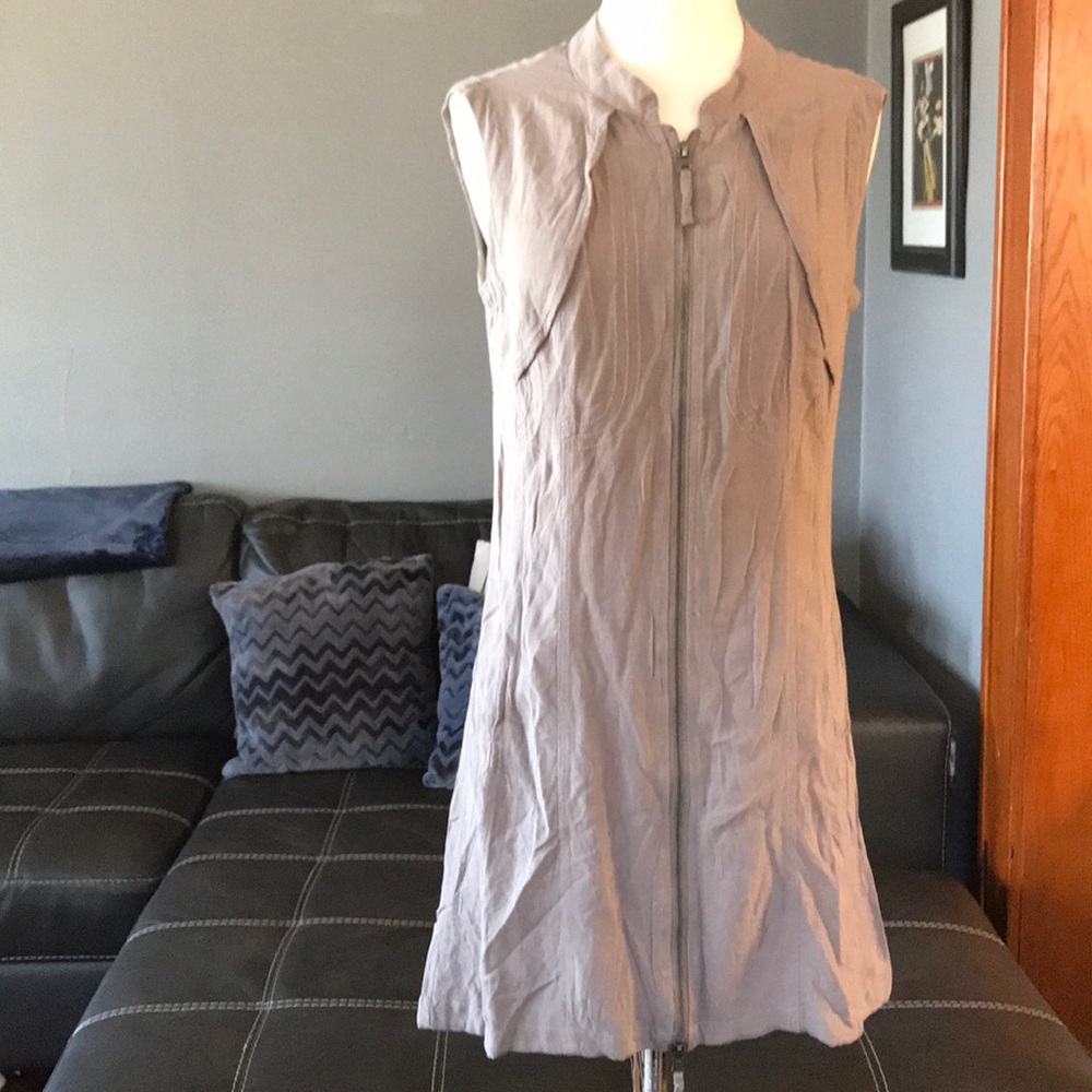 NWOT sleeveless tunic dress double zip Large chic